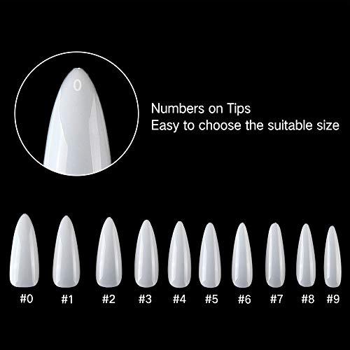 Arofaue 500 Stück Stiletto Nagelspitzen Voll Abdeckend Falsche Nagelkunst Tipps in 10 Größen,für Nagelstudios und DIY… – Bild 8