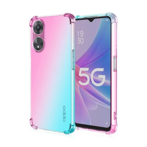 Eassgu Custodia Per Oppo A78 5G (6.56" Inches), Cover Silicone Tpu Colore Sfumato Trasparente, Custodia Per Telefono Antiurto E Antigraffio - Rosa Ver