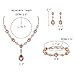 EleQueen Women's Wedding Bridal Jewelry Sets for Brides Bridesmaids, Cubic Zirconia Teardrop Necklace Tennis Bracelet Dangle Earrings Jewellery Set Champagne Rose Gold-Tone