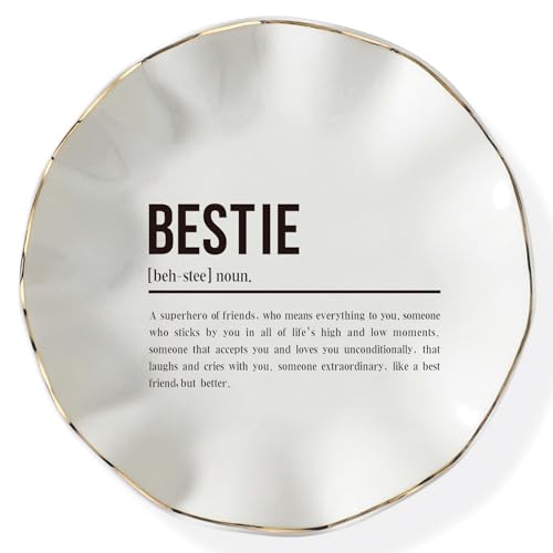 HOME SMILE Galentines Day Birthday Gifts for Bestie Ring Jewerly Dish,Best Friend Definition Gifts,Friendship Gifts for Women Friends Unique