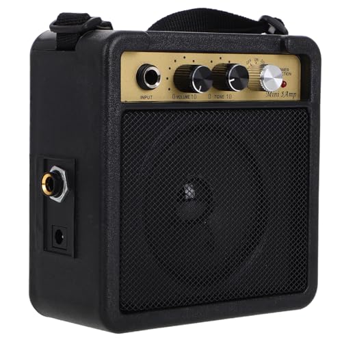 Ciieeo Kleiner E gitarrenverstärker 5w mit Audioanschluss Tragbarer Übungsverstärker für E Gitarre Akustikgitarre und Bassgitarre Kompakter Lautsprecher mit Klangregler Schwarz