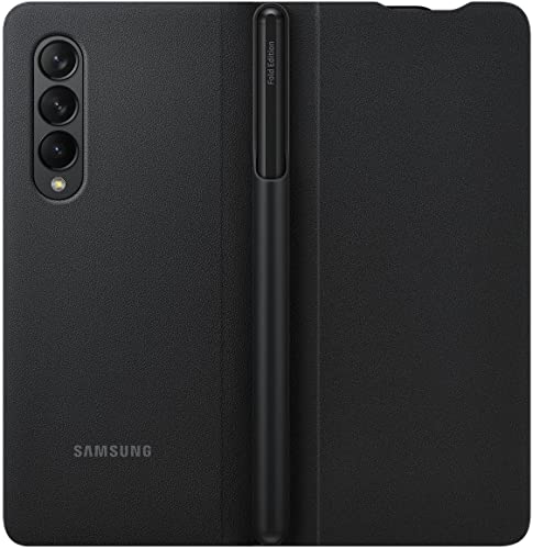 Samsung Flip Cover Smartphone Cover mit Pen EF-FF92P für das Galaxy Z Fold3 5G, Handy-Hülle, extra-dünn, stoßfest, Schutz Case, Schwarz – Ansicht 3