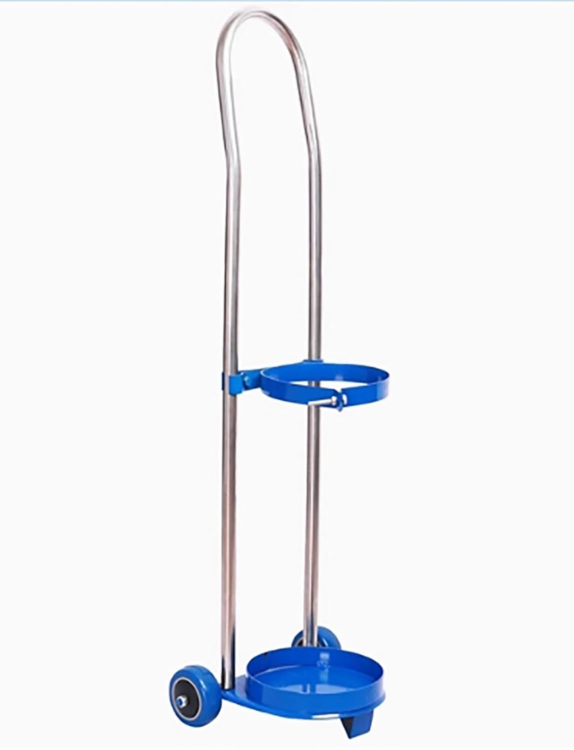 Stainless Steel Cylinder Trolley with Castors, Heavy-Duty Medical Equipment Transport Cart for Hospitals and Clinics