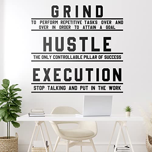 Office Inspirational Wall Decals Gym Decor Motivational Wall Decor Hustle Execution Motivational Wall Decals Positive Quotes Wall Stickers Vinyl Wall Stickers For Office Business Classroom #TOP1