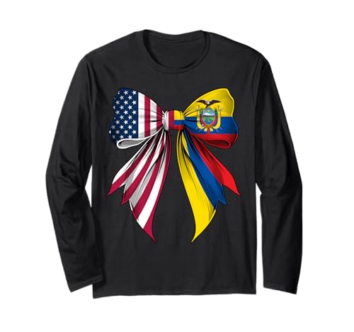 Coquette Bow Ecuador Roots Heritage Ecuadorian Pride Bandiera USA Maglia a Manica