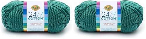 Image of Lion Brand Yarn 761-178 24 /7 Cotton Yarn, Jade, 558 Foot (Pack of 2)