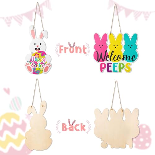 L1rabe-Easter-Welcome-Door-Signs-2Pcs-Welcome-Peeps-Easter-Bunny-Wooden-Front-Hanging-Door-Sign-Decorations-Spring-Colorful-Rabbit-Indoor-Outdoor-Farmhouse-Porch-Wall-Fireplace-Decor-Spring-Gifts L1rabe Easter Welcome Door Signs 2Pcs Welcome Peeps Easter Bunny Wooden Front Hanging Door Sign Decorations Spring Colorful Rabbit Indoor Outdoor Farmhouse Porch Wall Fireplace Decor Spring Gifts
