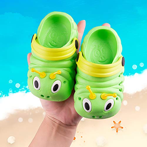 Baby Girls Boys Sandals Kid's Cute Lightweight Shoes Summer Premium Cartoon Sandals Children Caterpillar Non-Slip Beach Water Clogs Shoes Garden Slipper(Green,8) S25 #TOP5