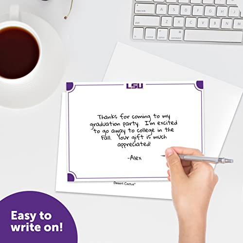 Image of Desert Cactus LSU 10 Pack Notecards Stationery Cardstock Tigers Geaux Louisiana State University Includes Envelopes Memo Party Thank You (Notecard 4a)