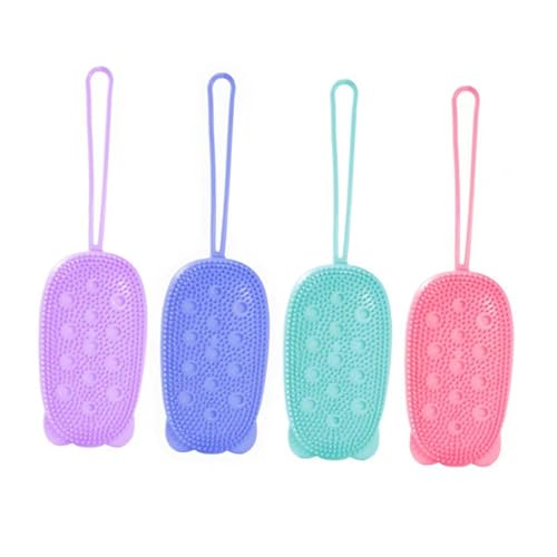 Anneome 4 Unidades de Cepillos de Baño de Silicona de Doble Cara para Masaje Corporal Exfoliante Flexible y Suave para Ducha Adecuado para Adultos y Piel Sensible
