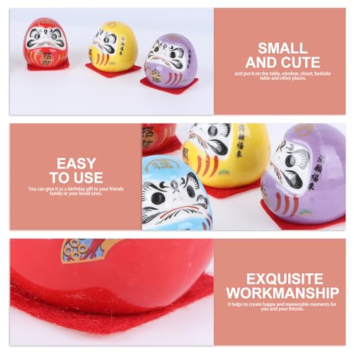 Amosfun 5 peças de porcelana Mini Daruma Japonesa Ochoko Daruma Cerâmicas Daruma Fortune Bonecas Min