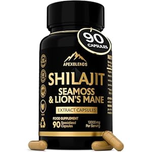 3-in-1 Shilajit, Seamoss and Lions Mane Capsules – High Strength 12000mg Lion’s Mane Shilajit and Irish Sea Moss | Fulvic Acid, Organic Sea Moss | Supplements for Men and Women | 90 Vegan Capsules