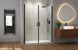 Box doccia nicchia 120 cm porta DUE BATTENTI H200 cm cristallo 6mm profilo NERO OPACO ZENO