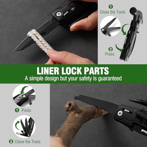 Image of Maarten Stocking Stuffers for Adults Men - Gifts for Dad from Daughter Son - Upgraded 14 in 1 Hammer Multitool with Safety Lock, Screwdriver Set and Durable Sheath - Ideal Birthday Gift for Father