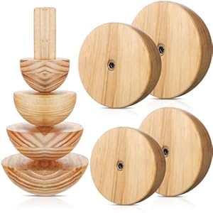 Doublefill 4 Pack Pottery Molds Plaster Molds Wood Pottery Tools with Handle for Ceramic Top Forms DIY Bowls Plate Dish Slump Press Art Making(Hemispherical,3.5” 4.5” 5.5” 6.5” Thickness 2.5”)