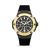 Cerruti 1881 Lucardo - Orologio da polso analogico da uomo, con cinturino in silicone, forma rotonda, 44 mm, nero/viola., International Standard, Cinturino