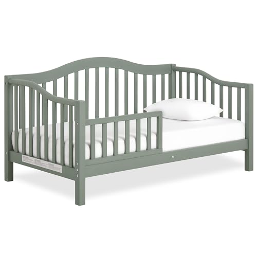Image of Dream On Me Austin Wooden Toddler Day Bed for Kids, Meadow Green | GREENGUARD Gold Certified & BSA Verified, Low-to-Floor Design, Removable Safety Guardrail, Solid New Zealand Pinewood