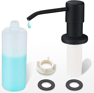 Soap Dispenser for Kitchen Sink Matte Black, Refill from the Top, Stainless Steel Built in Sink Soap Dispenser with Large 13.5 Ounce Bottle 2309R