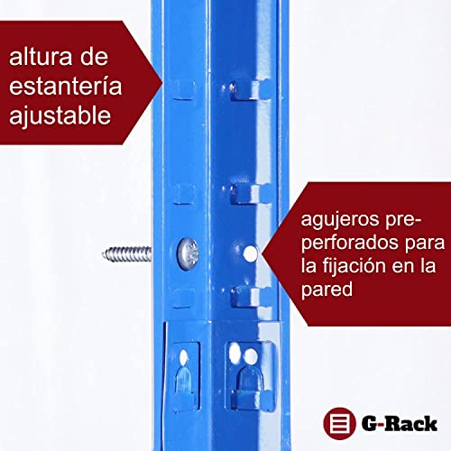 Estante de Almacenamiento para Garaje: 150 cm x 75 cm x 30 cm | Azul - 5 Estantes | 175 kg de Carga Cada balda (Capacidad para 875 kg) | Estantería para Garaje Muy Resistente - 5 Años de Garantía