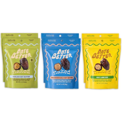 Pitted & Stuffed Organic Medjool Dates, Gluten Free & Vegan, Variety 6Pack