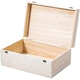 Useekoo Wooden Storage Box with Hinged Lid and Front Clasp, Large Wood Storage Box Boxes Wood Gift Boxes for Crafts Art Hobbies and Valentine's Day Decoration - 14''x9.4''x5.9''