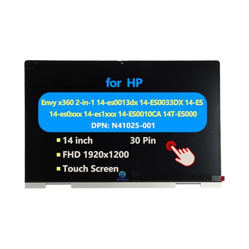 Image of N41025-001 Replacement Laptop for HP Envy x360 2-in-1 14-es0013dx -ES0033DX -es0xxx -es1xxx -ES0010CA 14T-ES000 Touch Screen Digitizer Assembly LCD Display Module with Bezel 1920x1080 30 Pins
