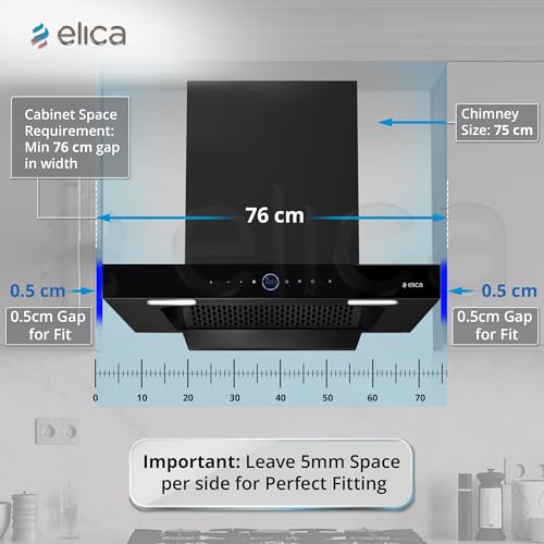Image of Elica 75cm 1600 m3 /hr BLDC Filterless Autoclean Kitchen Chimney with 15 Years Motor & 5 Years Comprehensive Warranty | SPT PRO PLUS FL 750 BLDC HAC LTW MS NERO |Black| RPM Display| Touch+Motion Sensor