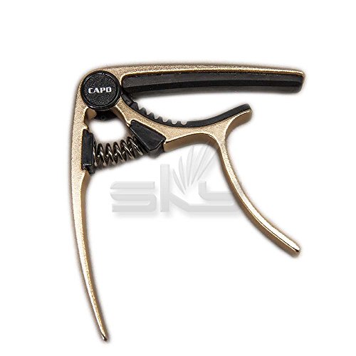 SKY Acoustic Electric Guitar Metal Trigger Tune Key Capo Clamp, Gold Color