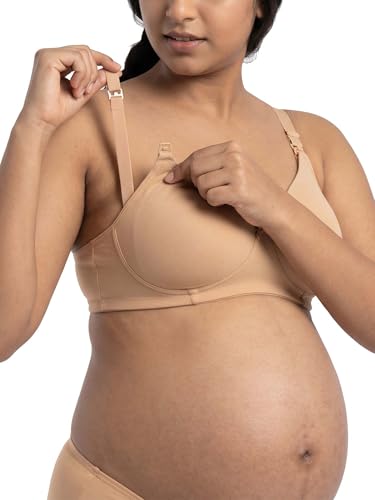 Image of Inner Sense Organic Cotton Bamboo Nursing Bra for Women I High Coverage Feeding Bra I Lightly Padded Maternity Wear with Wirefree Design and Thin Strap Sling