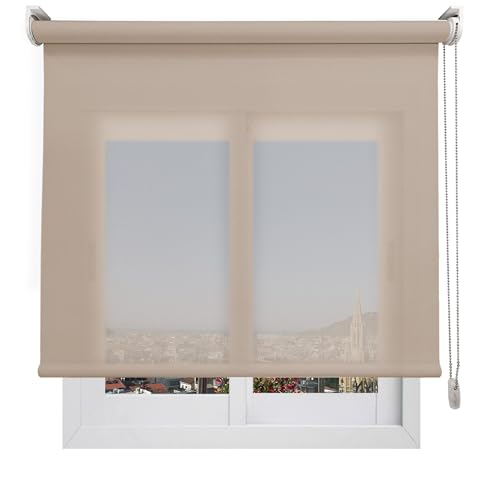 Estor Enrollable Screen Premium Permite Paso de luz y Ver el Exterior sin Que lo vean. Contactaremos para Ajuste sin Cargo. Color Lino. Medida 40cm x 260cm para Ventanas y Puertas