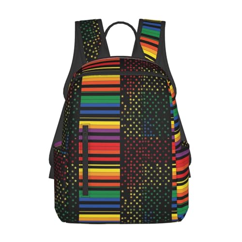 Travel Backpack Bookbag Satchel, Stylish and Functional Daypacks, Us Rainbow Love Lgbt Pride Black American Flag Daypack Rucksack