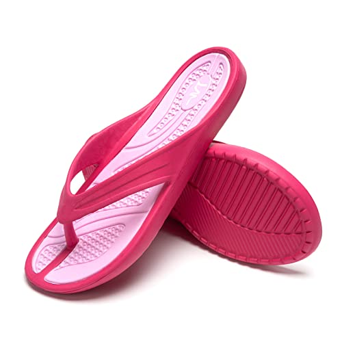 Lm Women's Flip Flops Thong Sandals Casual Sandals Shower Shoes Beach Slippers Slides Sandals Slip On Water Shoes(6, Rose Red/Pink) #TOP4