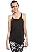 icyzone Women's Workout Yoga Fitness Sports Racerback Tanks with Inner Tube Top (M, Fantastic/Black)