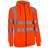 Farbe: orange mit grauem Warnband und einer Kapuze