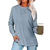 ANRABESS Sweatshirts for women 2024 Fall Fashion Shirts Long Sleeve Crewneck Lightweight Side Split Casual Pullover Top