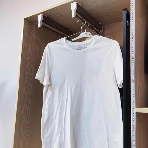 Adjustable Extendable Closet Rod - Pull Out Clothes Hanger Rail Rack with 2 Sliding Rails, 201 Steel Finish, Fits 30-80cm Spaces (31.5inch) for Organized Wardrobe Storage