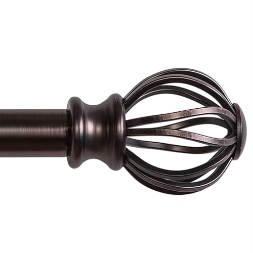 Curtain Rods for Windows 30-88 Inch Adjustable Heavy Duty Metal,1 Inch Pipe Decorative Modern Rustic Blackout Drapery Rods with Twisted Cage Finials 3