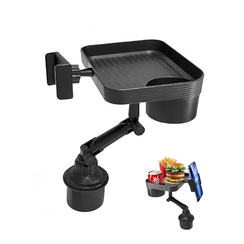 Portavasos multifuncional ajustable con bandeja y soporte para teléfono miniatura 1