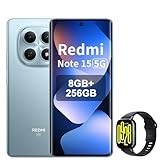 XIAOMI Redmi Note 15 5G - Smartphone, 8+256 GB, Schermo AMOLED FHD+ da 6,77', Snapdragon 6 Gen 3, fotocamera da 108 MP, batteria da 5520 mAh, Glaciar Blu, Orologio Smart Incluso