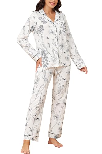 LUBOT 100% Cotton Pajamas Set for Women Long...