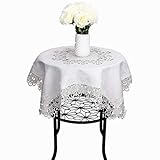 85x85cm TaiXiuHome Blanc Style Européen Minimaliste Broderie Floral Dentelle Nappe Hollow Top Décoration Square approx 85x85cm
