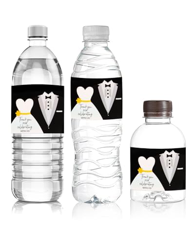 96 Pcs Wedding Wine Bottle Labels, Personalized Water Champagne Soda Bottle Stickers for Wedding Ceremony Favors