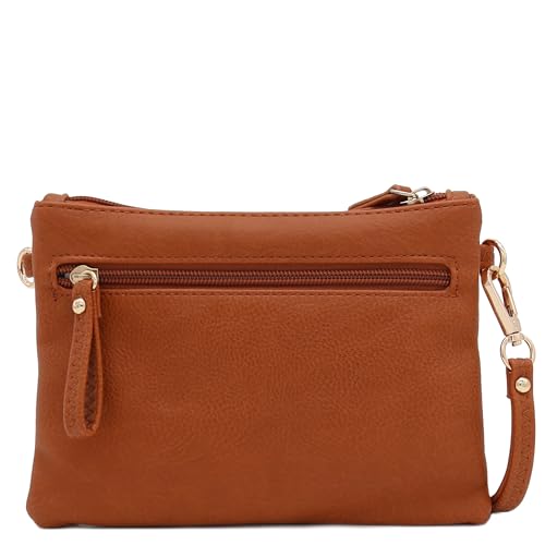 Image of FashionPuzzle Multi Zipper Pocket Small Wristlet Crossbody Bag