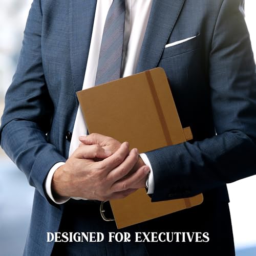 Image of Doodle Pack of 5 Personalized A5 Executive PU Leather Notebook Diary - Hard Bound Professional Office Notebook with Elastic Band, Ribbon Bookmark & Pen Loop | 160 Pages 80 GSM | Corporate & Personal Use - Brown
