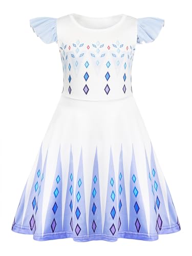Jurebecia Girls Nightgowns Princess Snow Nightdress Pajamas Nightie Dress Sleepwear Night Gown for Kids Size 6