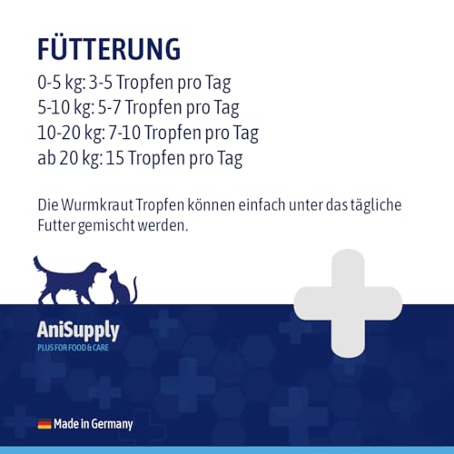 AniSupply Wurmkraut Liquid Tropfen flüssig 100ml – für Hunde & Katzen, mit echtem Wurmkraut (Artemisia Absinthium) in rezepturbasierter Pflanzenformel, geeignet für alle Haustiere