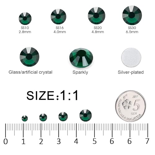 Image of Flatback Rhinestones Bulk, 14400PCS Malachite Green Rhinestones for Clothes DIY Decoration Crafts, Malachite Green, SS16, 3.8-4.0mm