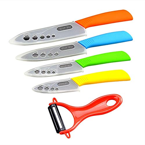 Keramische messenset, Keuken Chef Mes Set, Brood Mes Super Scherp Vijf Stuk 6"Chef Mes,5"Utility Mes, 4"Fruit Mes, 3"Paring Mes, 1''Plantaardige Fruit Peeler, Roestvrij en Vlekbestendig - Image 5