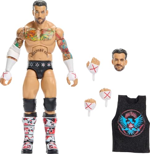 Mattel WWE Elite Collection Top Picks Action Figures & Accessories Set, 6-inch Collectible CM Punk with Swappable Hands & Ring Gear (Styles May Vary)