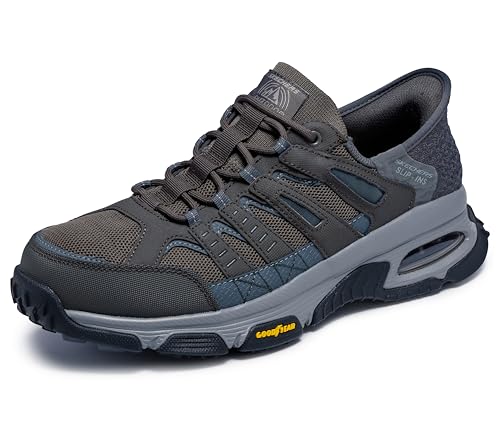 Skechers Men's Skech-Air Envoy Emissary Slip-in Sneaker, Gray/Brown, 7.5